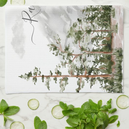 Monogram Waterverf Berg en Bos Theedoek (Gevouwen)