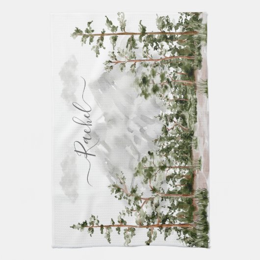 Monogram Waterverf Berg en Bos Theedoek (Verticaal)