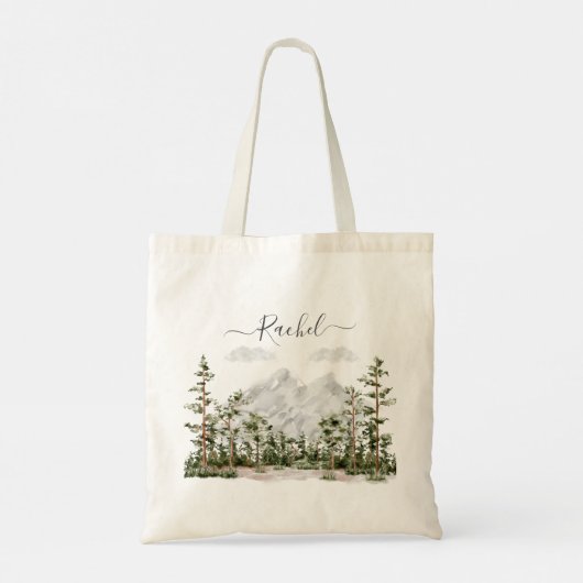 Monogram Waterverf Berg en Bos Tote Bag (Achterkant)