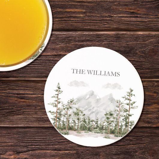 Monogram Waterverf Berg en Bos Zandsteen Onderzetter