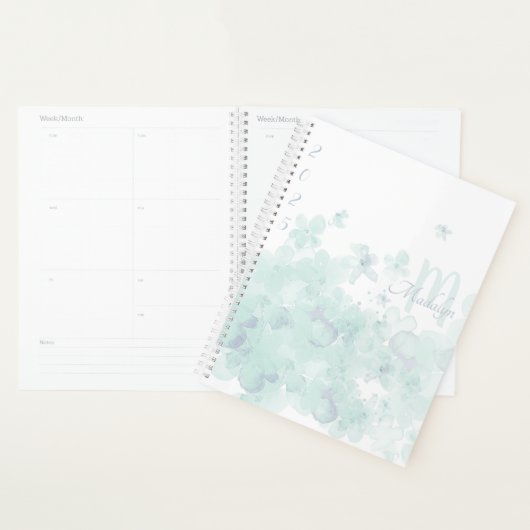 Monogram Waterverf Blauw 2025 Bloemen Planner (Display)