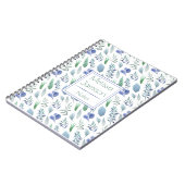 Monogram waterverf Blauw en Groene Bladeren | Notitieboek (Linkerzijde)
