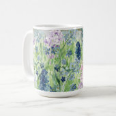 Monogram Waterverf Blauw Paarse Bloemenweide Koffiemok (Voorkant links)