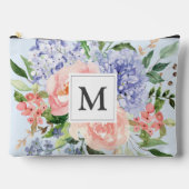 Monogram Waterverf Blauw Roze Lente Bloemen Etui (Voorkant)