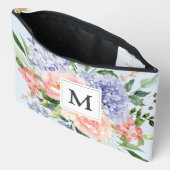 Monogram Waterverf Blauw Roze Lente Bloemen Etui (Open)