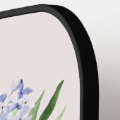 Monogram Waterverf Blauw Roze Lente Bloemen Pickleball Paddle (Links Detail)