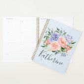 Monogram Waterverf Blauw Roze Lente Bloemen Planner (Display)