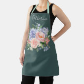 Monogram Waterverf Blauw Roze Lente Bloemen Schort (Insitu)