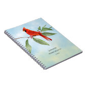 Monogram Waterverf Blauwe Groene Rood Kardinaal Bi Notitieboek (Rechterzijde)