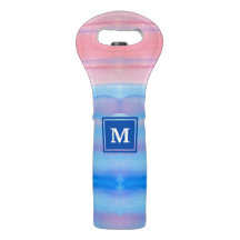 Monogram Waterverf Blauwe Roze Ombre Gradation