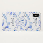 Monogram | Waterverf Blauwe Walvis Patroon Case-Mate iPhone Case (Achterkant (horizontaal))