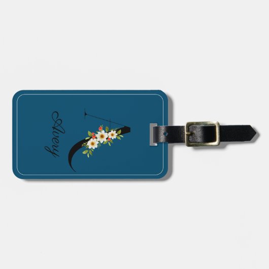 Monogram waterverf bloem Bagagelabel (Voorkant horizontaal)