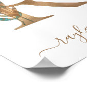 Monogram Waterverf Bloem Gouden Letter R Poster (Hoek)