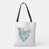 Monogram  Waterverf Bloemen Aangepaste naam Tote Bag (Achterkant)