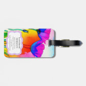 Monogram Waterverf Bloemen Custom Roze Poppies Bagagelabel (Achterkant horizontaal)