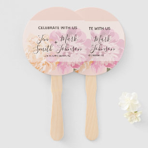 Monogram. Waterverf Bloemen. Lente bruiloft. Handwaaier