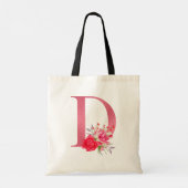 Monogram Waterverf Bloemen Roos Gold Alphabet D Tote Bag (Achterkant)