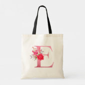 Monogram Waterverf Bloemen Roos Gold Alphabet E Tote Bag (Achterkant)