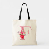 Monogram Waterverf Bloemen Roos Gold Alphabet F Tote Bag (Achterkant)
