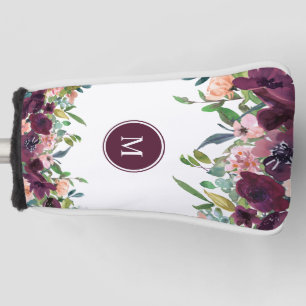 Monogram Waterverf Bloemendecor Roze Paars Marsala Golfheadcover