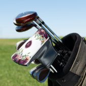 Monogram Waterverf Bloemendecor Roze Paars Marsala Golfheadcover (Insitu)