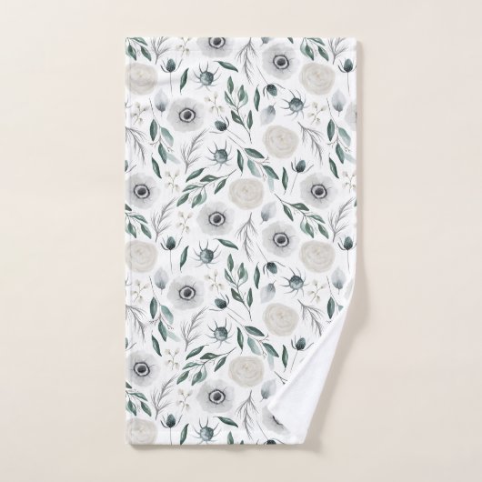 Monogram Waterverf Bloemenset Handdoeken (Handdoek)