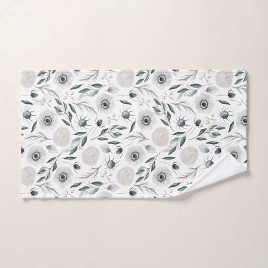 Monogram waterverf bloemenset handdoeken (Handdoek)