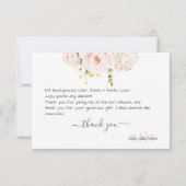 Monogram Waterverf Blush Roses Hydrangea Bedankkaart (Achterkant)