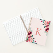 Monogram Waterverf Boho Roze Bourgondië Roos te do Notitieboek (Binnen)