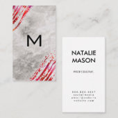 Monogram Waterverf Borstel Marmer Achtergrond Visitekaartje (Voorkant / Achterkant)