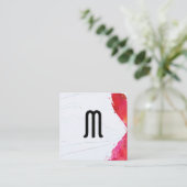 Monogram Waterverf borstel | Moderne kunstenaar Vierkante Visitekaartje (Staand voorkant)