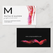 Monogram Waterverf borstel Variatie Zwart wit Visitekaartje (Voorkant / Achterkant)