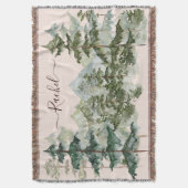 Monogram Waterverf Bos en berg Rustiek Deken (Voorkant Verticaal)