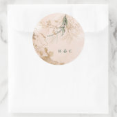 Monogram Waterverf Botanische Eucalyptus Elegant Ronde Sticker (Tas)
