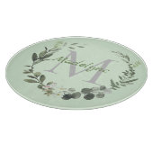 Monogram Waterverf Botanische Krans Familienaam Snijplank (Hoek)