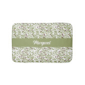 Monogram Waterverf Botanische Saliegroen Olijf Badmat (Voorkant)
