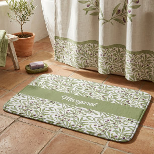 Monogram Waterverf Botanische Saliegroen Olijf Badmat