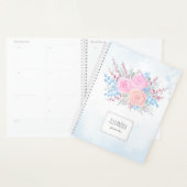 Monogram Waterverf Bouquet Roses Blue druppels Planner (Display)