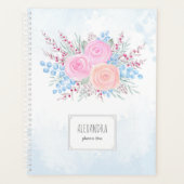 Monogram Waterverf Bouquet Roses Blue druppels Planner (Voorkant)