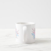 Monogram Waterverf Bouquet Roses Blue Leaves Espresso Kop (Achterkant)