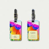 Monogram Waterverf Bright Floral California Poppy Bagagelabel