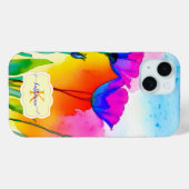 Monogram Waterverf Bright Floral Poppy Wildflower Case-Mate iPhone Case (Achterkant (horizontaal))