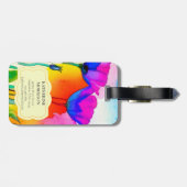 Monogram Waterverf Bright Poppy Flowers Floral Bagagelabel (Achterkant horizontaal)