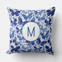 Monogram Waterverf Butterfly Blue Kussen