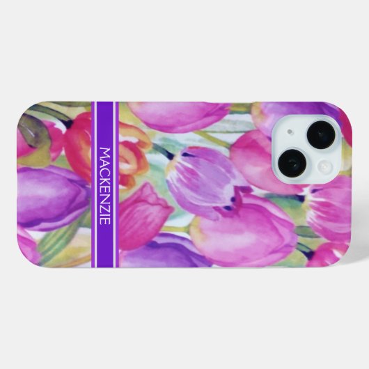 Monogram Waterverf Case-Mate iPhone Case (Achterkant (horizontaal))