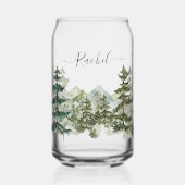 Monogram Waterverf Dennenbos Berg Esthetisch Blikvorm Glas (Voorkant)