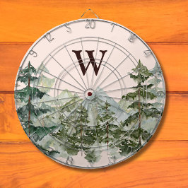 Monogram Waterverf Dennenbos & Berg Landelijk Dartbord