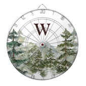 Monogram Waterverf Dennenbos & Berg Rustiek Dartbord (Voorkant)
