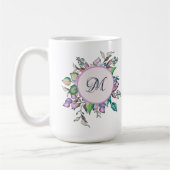 Monogram Waterverf Elegant Floral Pastel Koffiemok (Links)