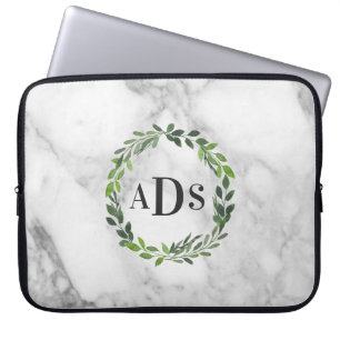 Monogram waterverf- en tafelblad laptop sleeve